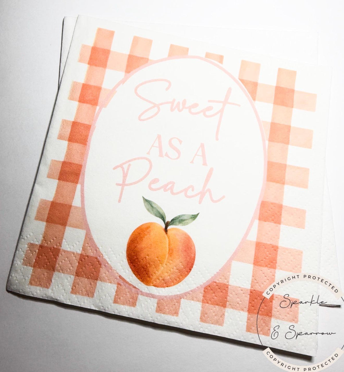 Sweet as a Peach Napkins Peach Birthday Party Sweet as a Peach Baby Shower  Cocktail, Luncheon or Dinner Napkins Set of 25
