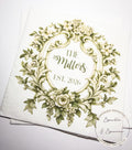 Personalized Wedding Napkins Fall Sage Green Baroque Wedding Napkins Custom Green Bridal Shower Wedding Personalized Napkins, Set of 25