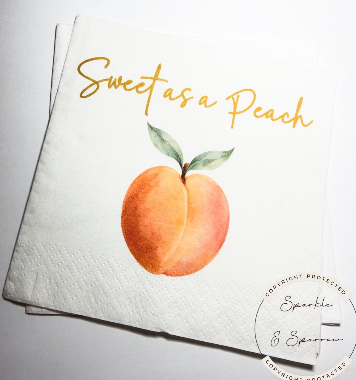 Sweet as a Peach Napkins Peach Birthday Party Sweet as a Peach Baby Shower  Cocktail, Luncheon or Dinner Napkins Set of 25