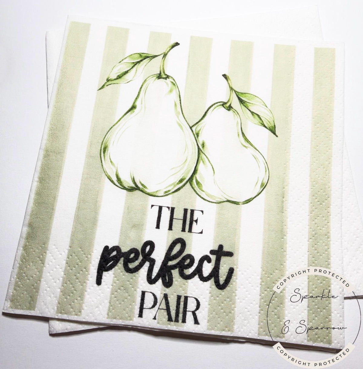 The Perfect Pair Bridal Shower Pear Bridal Shower Pear Couples Shower Perfect Pear  Spring Cocktail, Luncheon or Dinner Napkins Set of 25