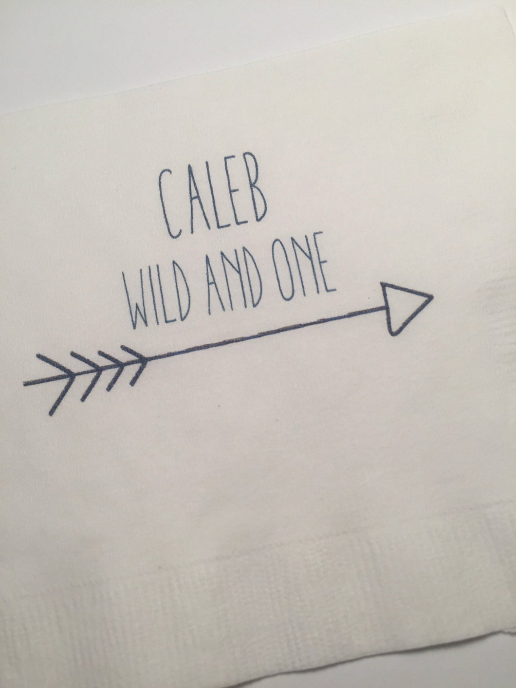 Personalized Navy Ink Wild and One Adventure Begins Birthday  Baby Shower Personalized Beverage Napkin, Set of 25
