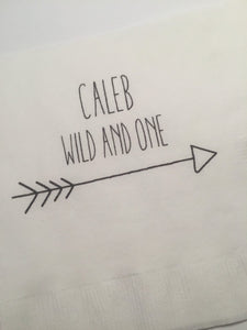 Personalized Wild and One Adventure Begins Birthday Personalized Beverage Napkin, Set of 25