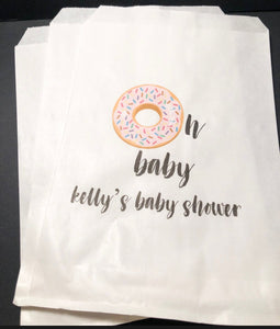 Donut Oh Baby Sprinkle Donut Personalized Baby Shower Favor Bags, Set of 10