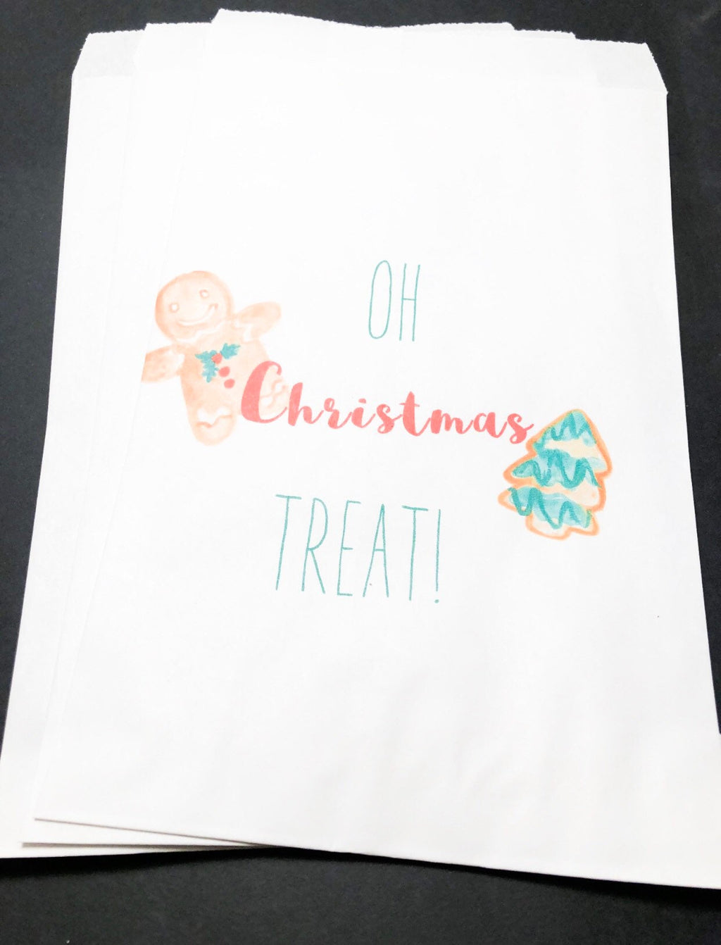 Merry Christmas Oh Christmas Treat Treat Bags Christmas Class Party Favor Bags, Set of 10