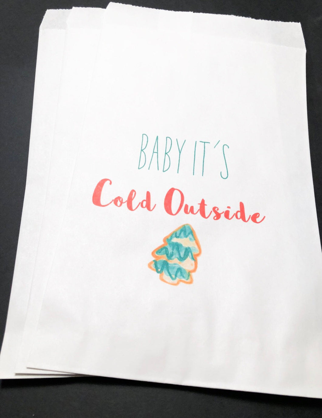 Baby Its Cold Outside Christmas Baby Shower Gender Reveal Treat Bags Christmas Class Party Favor Bags, Set of 10