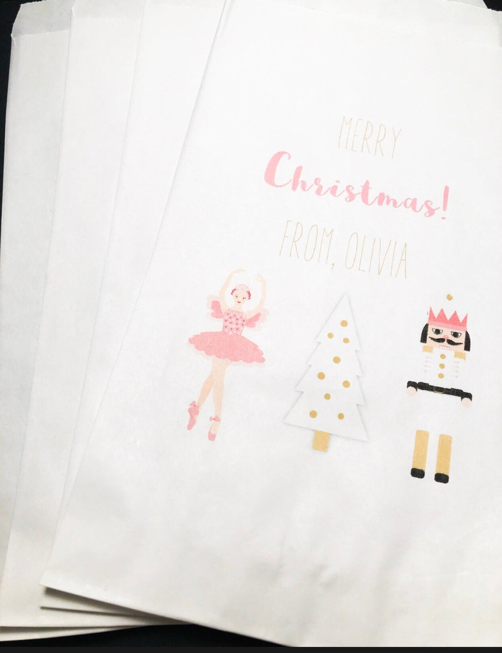 Nutcracker Merry Christmas Treat Bags Christmas Class Party Personalized Favor Bags, Set of 10