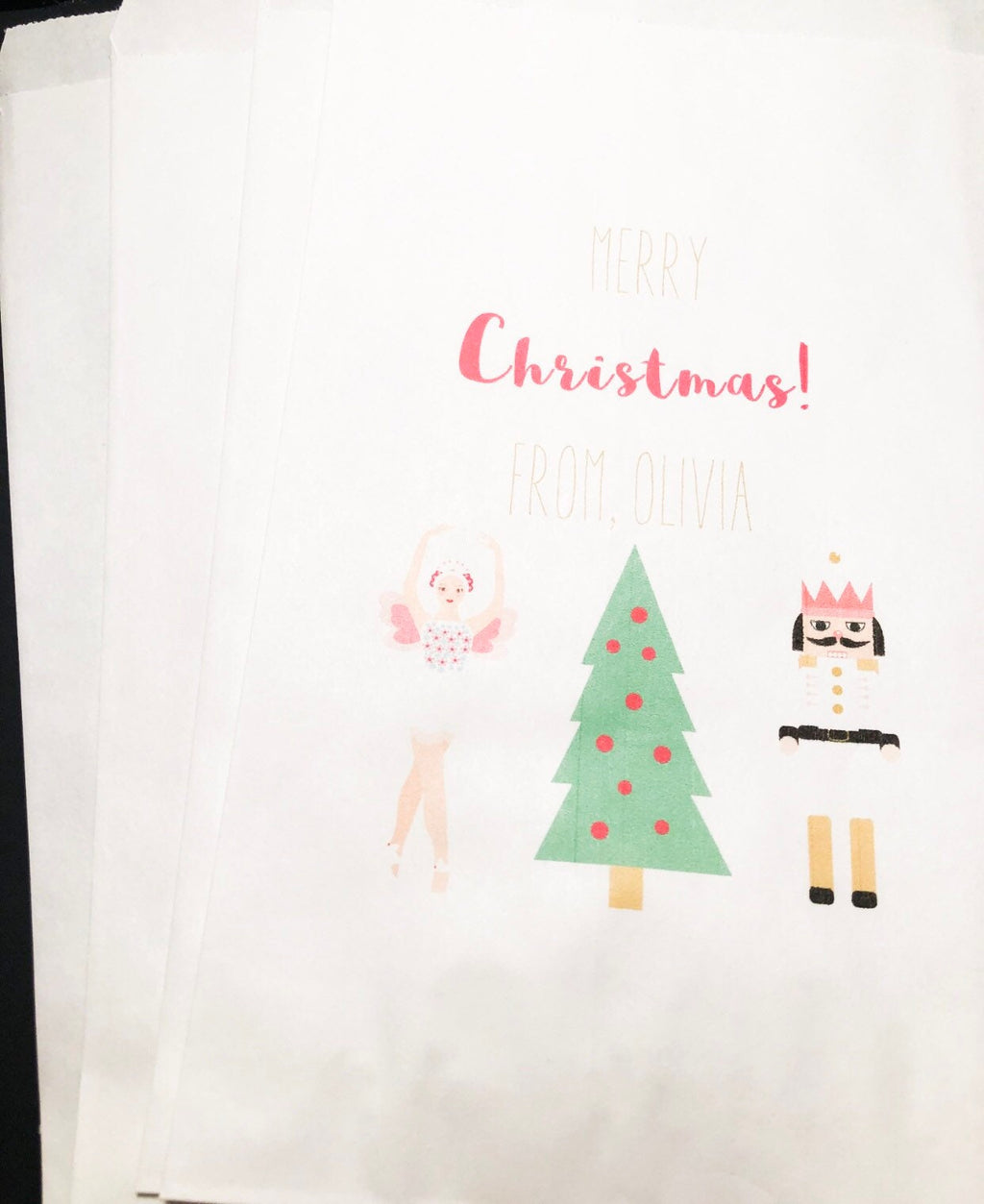 Nutcracker Merry Christmas Treat Bags Christmas Class Party Personalized Favor Bags, Set of 10