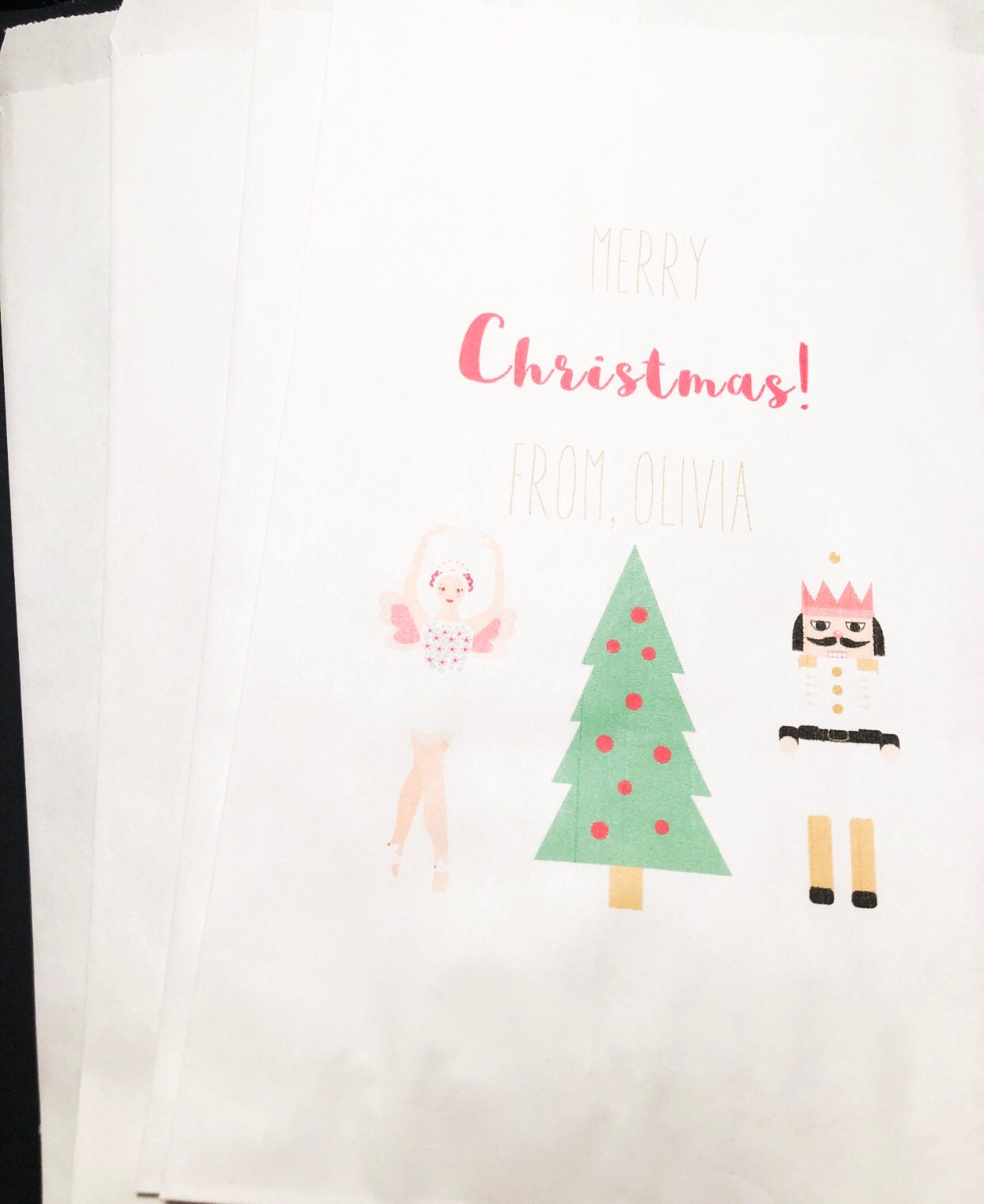 Nutcracker Merry Christmas Treat Bags Christmas Class Party Personalized Favor Bags, Set of 10