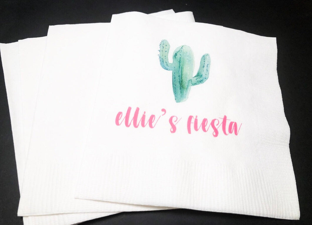 Cactus Birthday Fiesta 1st Fiesta Personalized Bachelorette Fiesta Cocktail, Luncheon or Dinner Napkins Set of 25