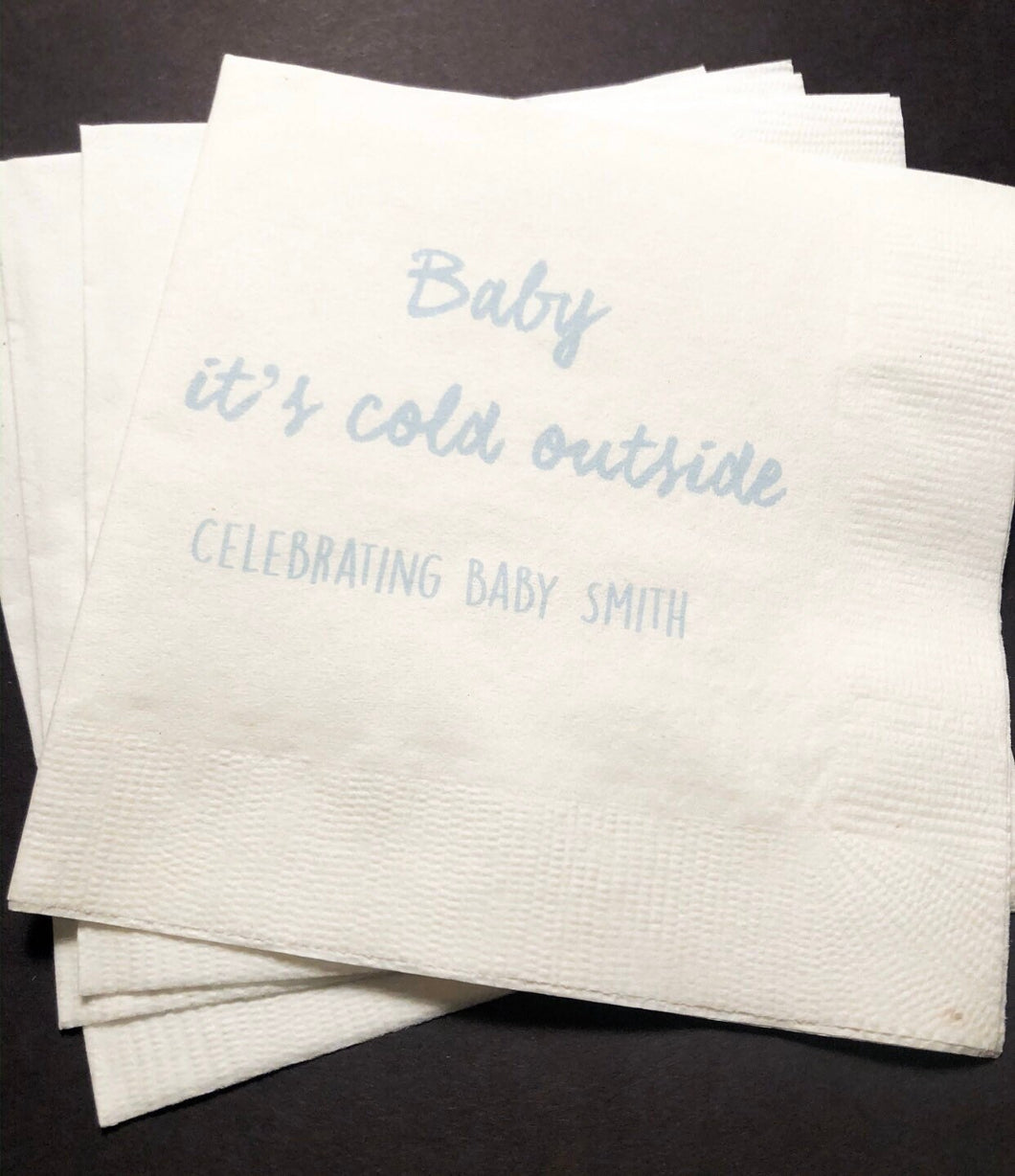 Baby It's Cold Outside Winter Christmas Baby Shower Personalized Cocktail, Luncheon or Dinner Napkins Set of 25