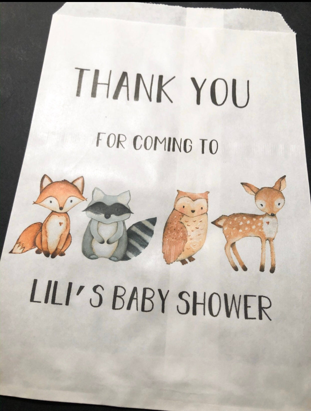 Woodland Baby Shower Adventure Wild One Trail Mix Personalized Favor Bags Treat Bags, Set of 10
