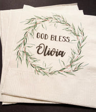 Load image into Gallery viewer, Baptism Christening God Bless Celebration Party Personalized Cocktail, Luncheon or Dinner Napkins Set of 25
