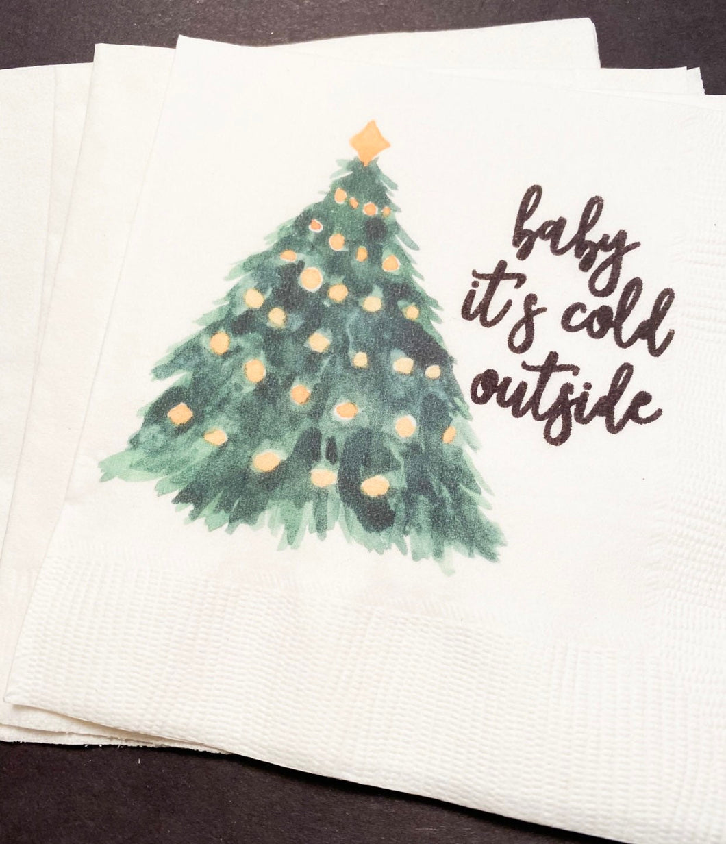 Baby It's Cold Outside Winter Christmas Baby Shower Birthday December Shower Cocktail, Luncheon or Dinner Napkins Set of 25