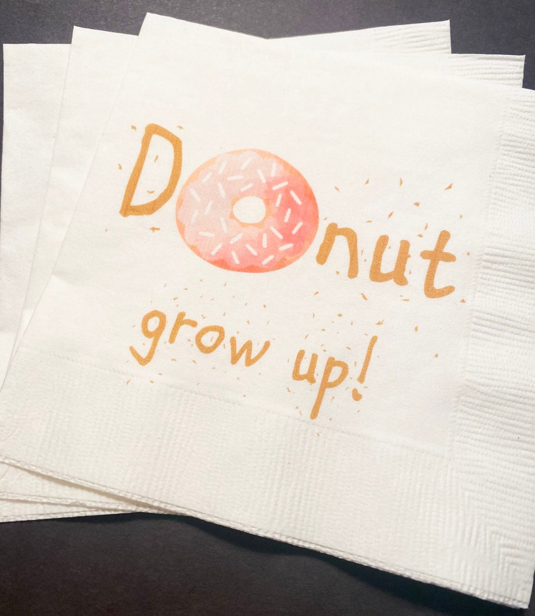 Donut Grow Up Donut Birthday Sprinkle Donuts 1st Birthday Party Cocktail, Luncheon or Dinner Napkins Set of 25