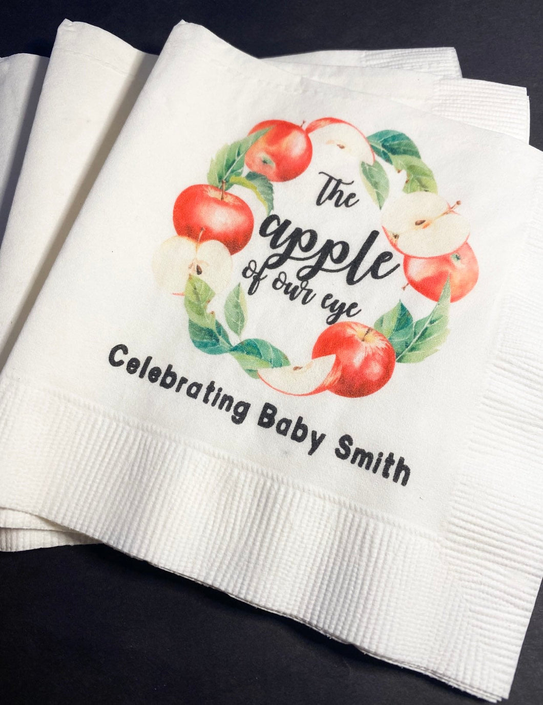 Apple of our Eye Baby Shower Apple Fall Baby Shower Apple Personalized Cocktail, Luncheon or Dinner Napkins Set of 25