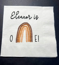 Load image into Gallery viewer, Boho Rainbow First Birthday Modern Bohemian Neutral Party Personalized Cocktail, Luncheon or Dinner Napkins Set of 25
