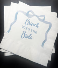 Load image into Gallery viewer, Blue Bow Bridal Shower Brunch with the Bride Cocktail, Luncheon or Dinner Napkins Set of 25
