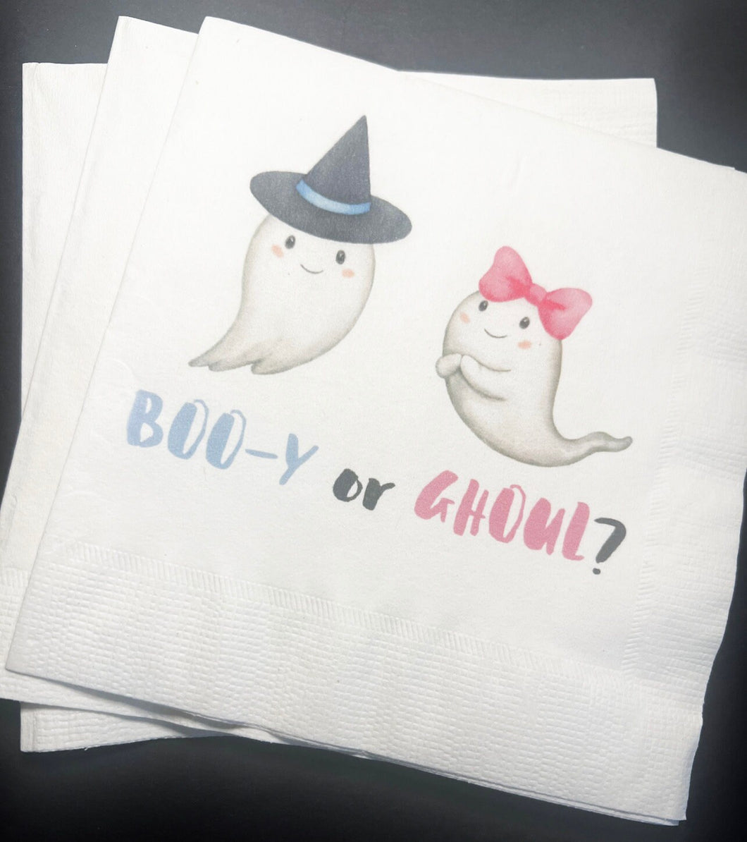 Booy or Ghoul What Will Our Little Boo Be Halloween Gender Reveal Cocktail, Luncheon or Dinner Napkins Set of 25