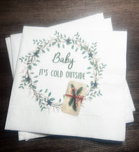 Load image into Gallery viewer, Baby It&#39;s Cold Outside Baby Shower Winter Christmas December Birthday Baby Shower Birthday Cocktail, Luncheon or Dinner Napkins Set of 25
