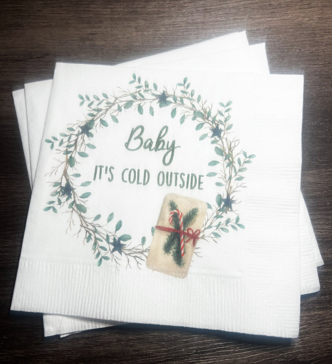 Baby It's Cold Outside Baby Shower Winter Christmas December Birthday Baby Shower Birthday Cocktail, Luncheon or Dinner Napkins Set of 25