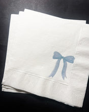 Load image into Gallery viewer, Blue Bow Bridal Shower Blue Bow Baby Shower Cocktail, Luncheon or Dinner Napkins Set of 25

