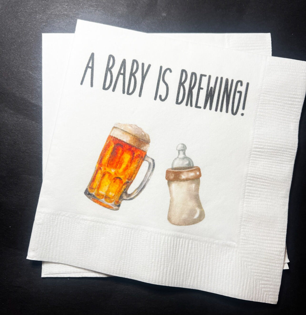 A Baby is Brewing Baby Shower Coffee Bar Baby Brunch Cocktail, Luncheon or Dinner Napkins Set of 25