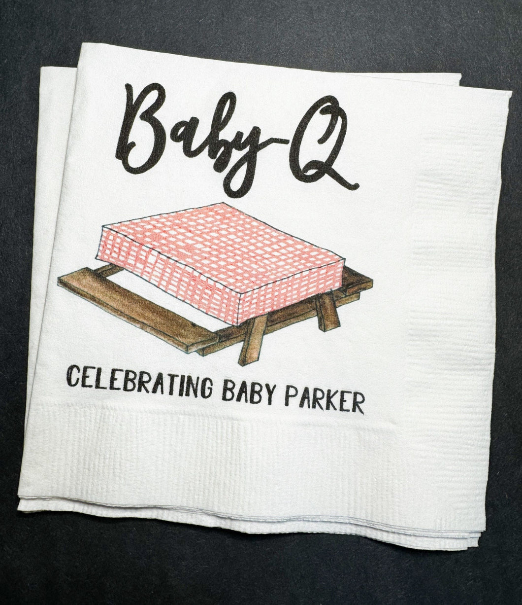 Baby-Q Baby Barbecue Baby Shower Pink BBQ Gender Reveal Summer Cookout Personalized Cocktail, Luncheon or Dinner Napkins Set of 25
