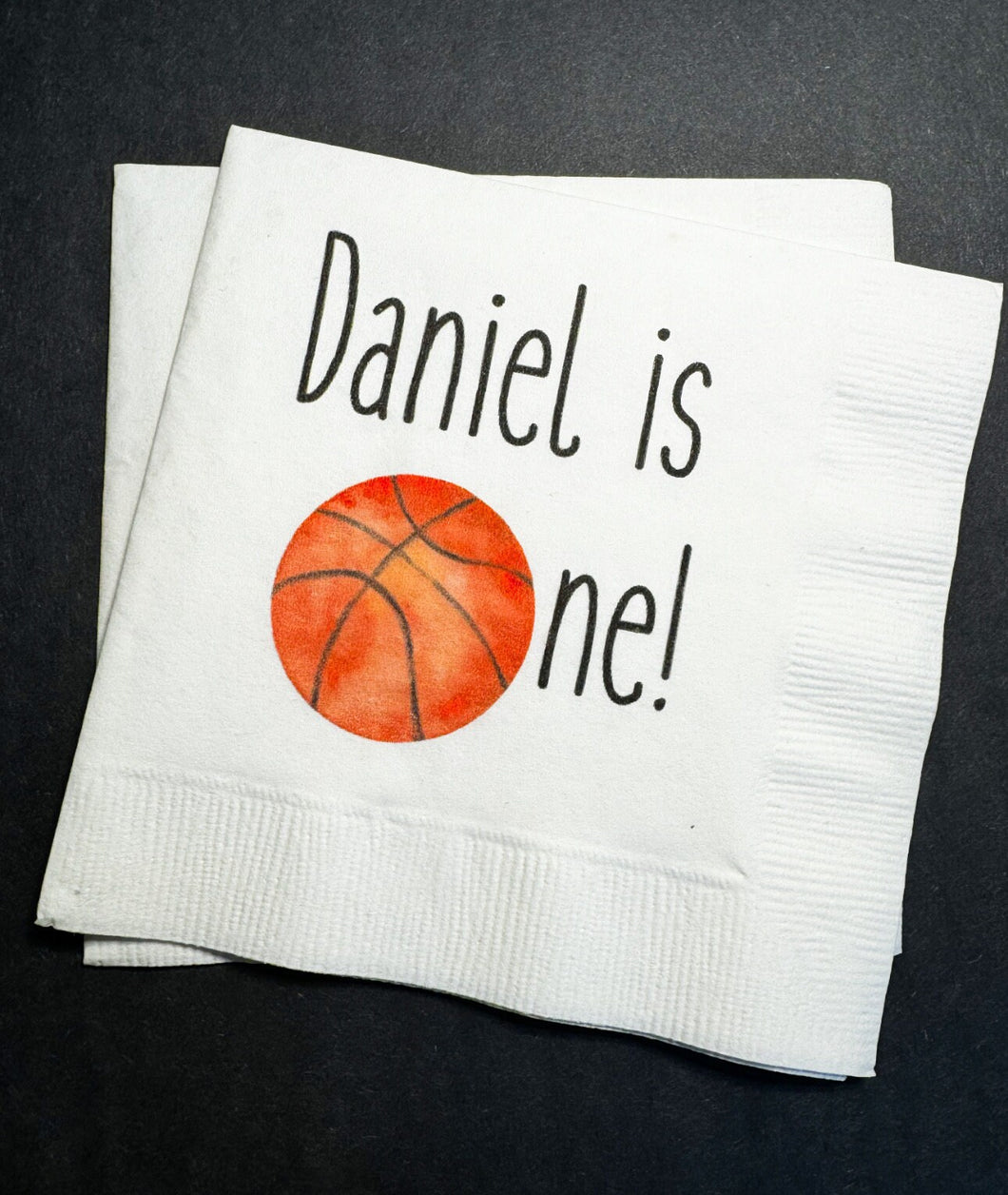 Basketball 1st Birthday Party Basketball theme birthday Personalized Cocktail, Luncheon or Dinner Napkins Set of 25