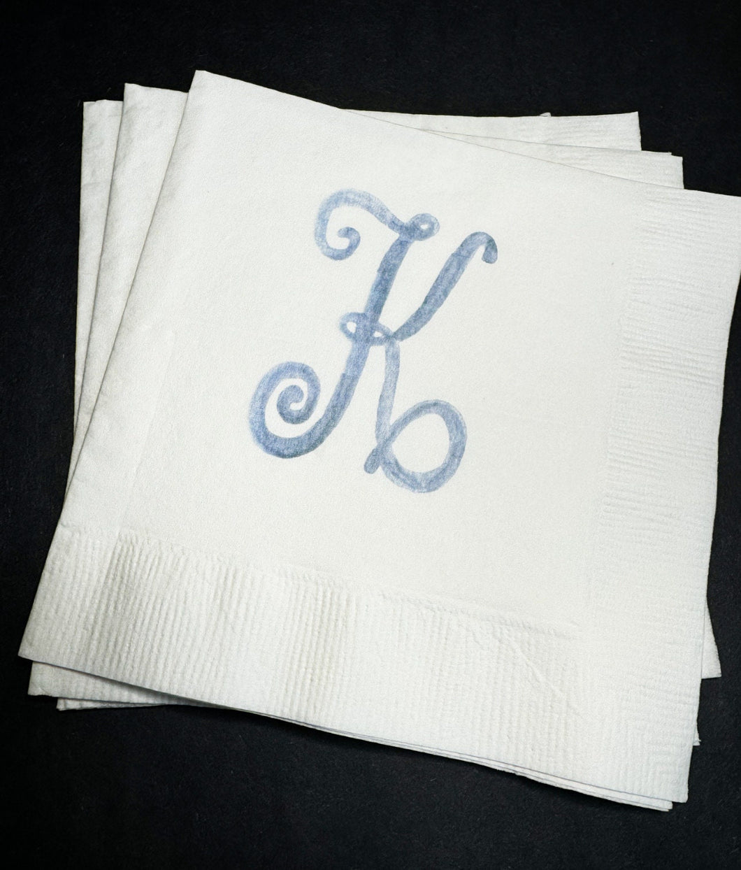 Blue Monogram Boy Baby Shower Birthday Blue Bow Bridal Shower Blue Wedding Personalized Cocktail, Luncheon or Dinner Napkins Set of 25