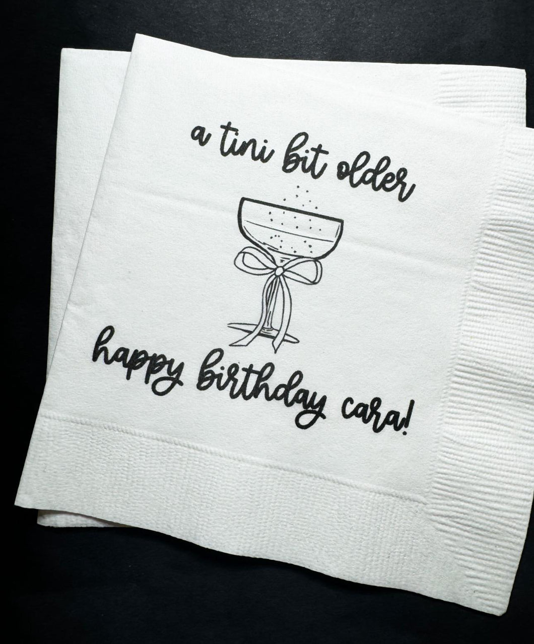 A Tini Bit Older Martini Birthday Party Dirty Thirty 30th Birthday Personalized Cocktail, Luncheon or Dinner Napkins Set of 25