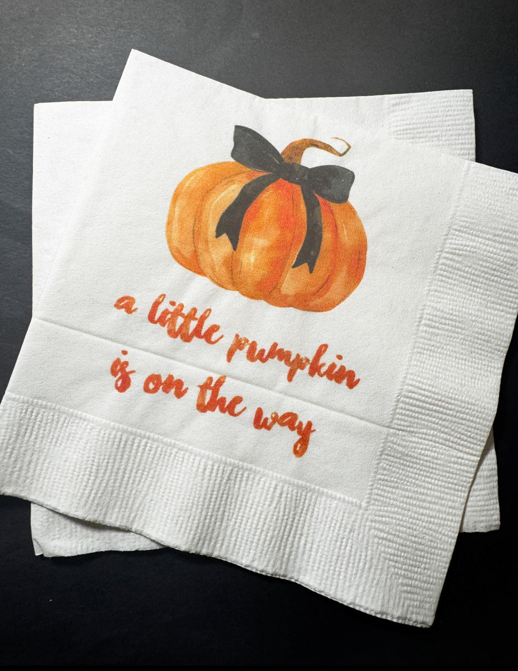 A Little Pumpkin Is On It's Way Fall Baby Shower Pumpkin Autumn Baby Cocktail, Luncheon or Dinner Napkins Set of 25