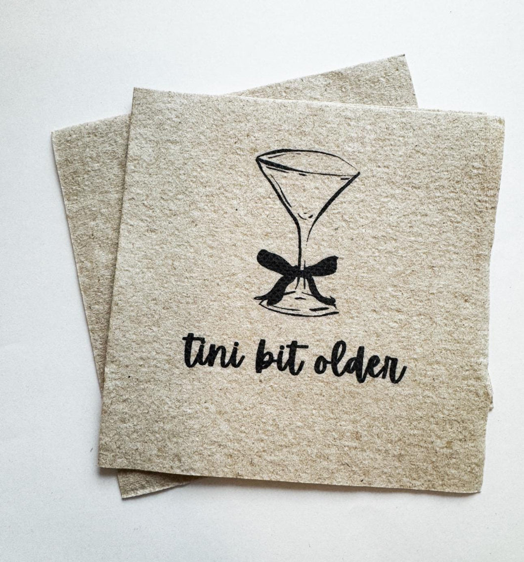 A Tini Bit Older Martini Birthday Espresso Martini Bow 30th 40th Black Bow Birthday Martini Bar Kraft Cocktail or Dinner Napkins Set of 25