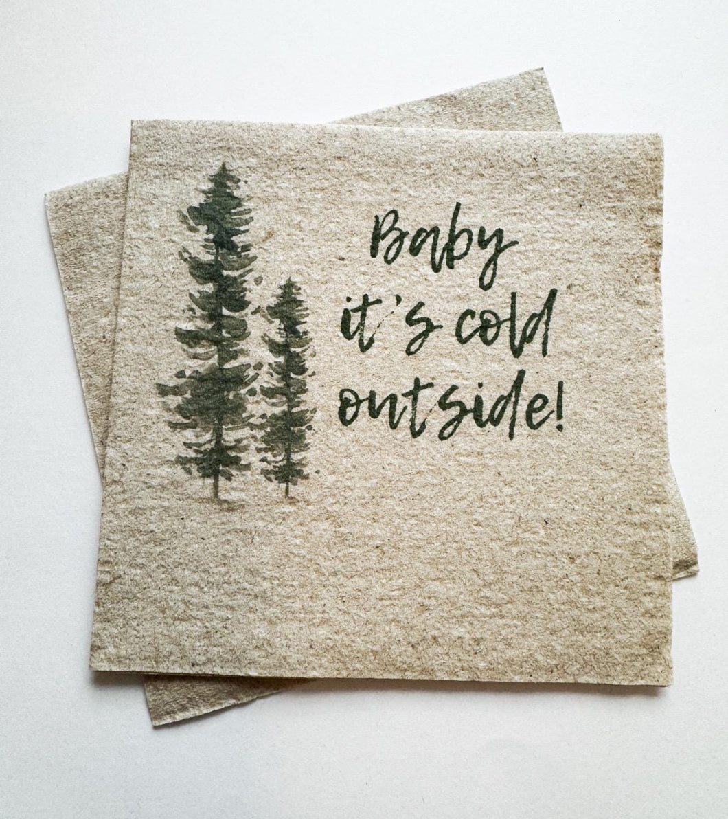 Baby It's Cold Outside Baby Shower Winter Christmas December Baby Shower Birthday Kraft Cocktail or Dinner Napkins Set of 25