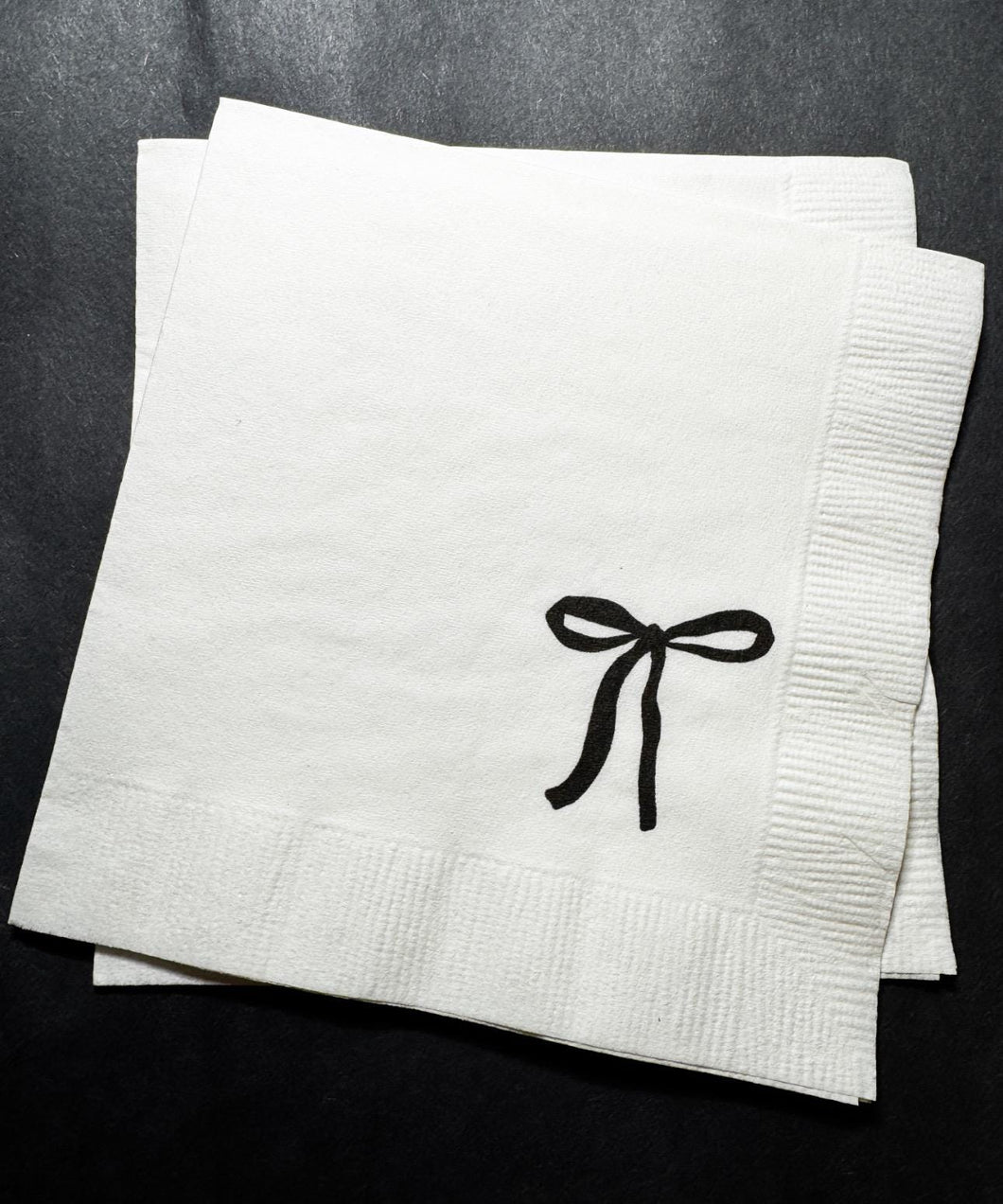 Black Bow Birthday Bridal Shower Black 40th Coquette Theme Fancy Party Whimsical Holiday Cocktail, Luncheon or Dinner Napkins Set of 25