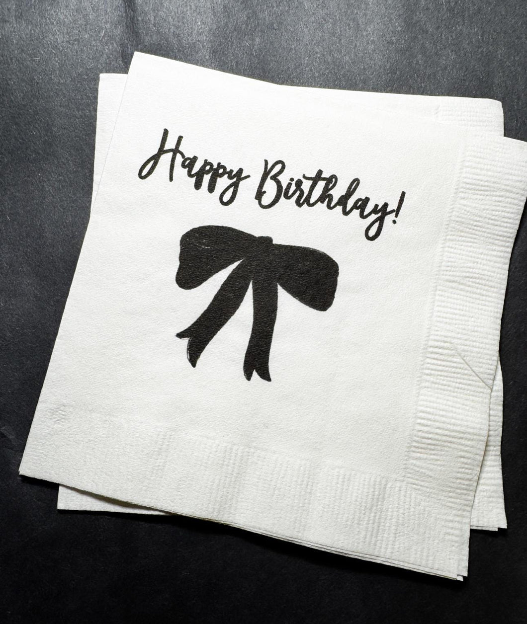 Black Bow Birthday 30th 40th 50th Birthday Black Bow Birthday Black Party Coquette Black Bow Cocktail, Luncheon or Dinner Napkins Set of 25