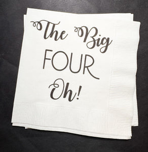40 AF 40th Birthday The Big Four Oh Hello Forty Theme Fancy Party Cocktail, Luncheon or Dinner Napkins Set of 25
