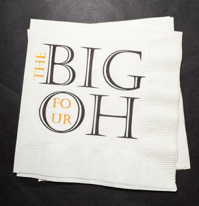 40 AF 40th Birthday The Big Four Oh Hello Forty Theme Fancy Party Cocktail, Luncheon or Dinner Napkins Set of 25