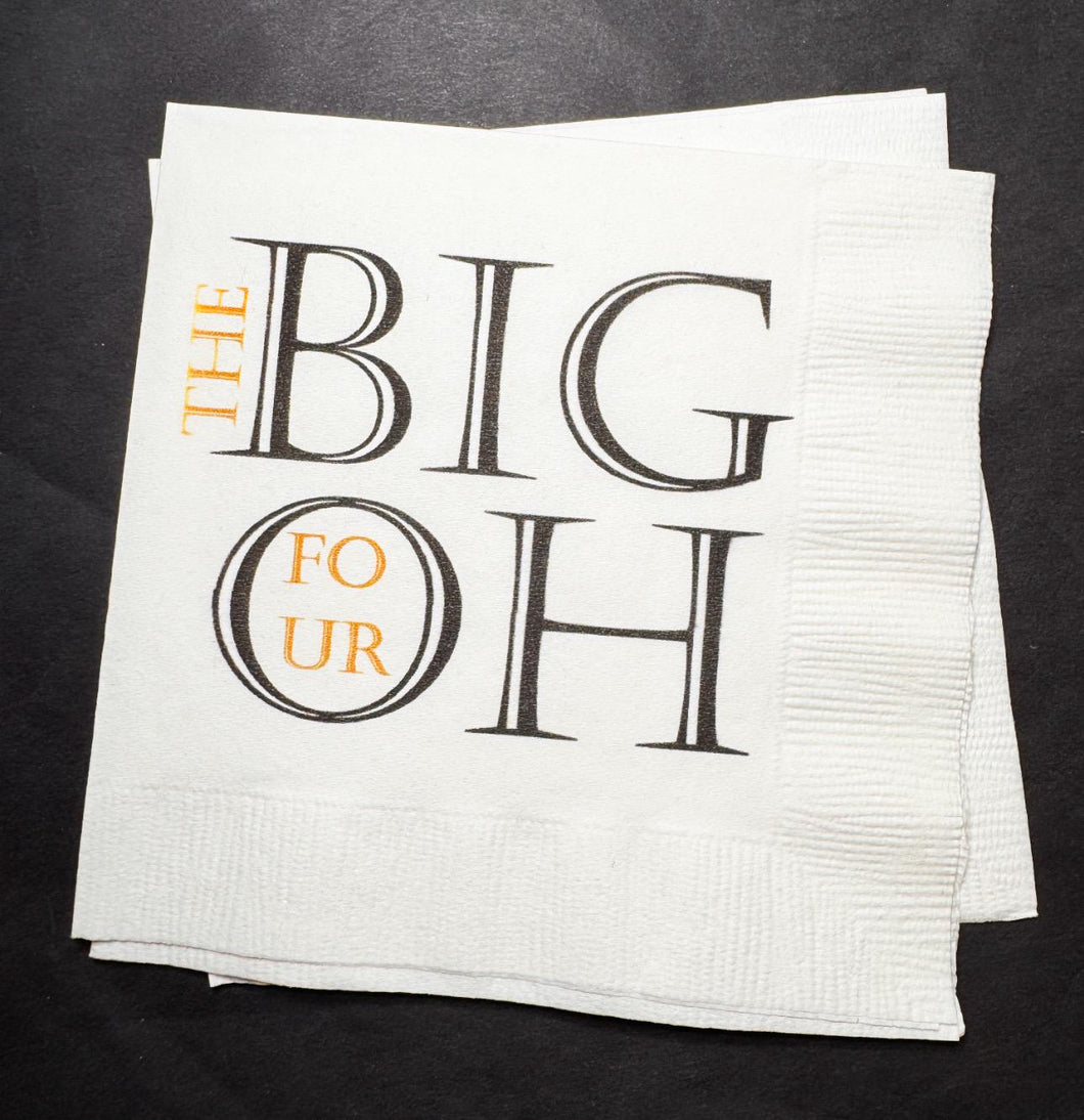 40 AF 40th Birthday The Big Four Oh Hello Forty Theme Fancy Party Cocktail, Luncheon or Dinner Napkins Set of 25