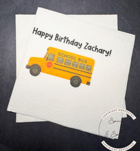 Load image into Gallery viewer, Bus Birthday Yellow Bus theme Wheels Bus Toddler 2nd Birthday Two Bus Personalized Cocktail, Luncheon or Dinner Napkins Set of 25
