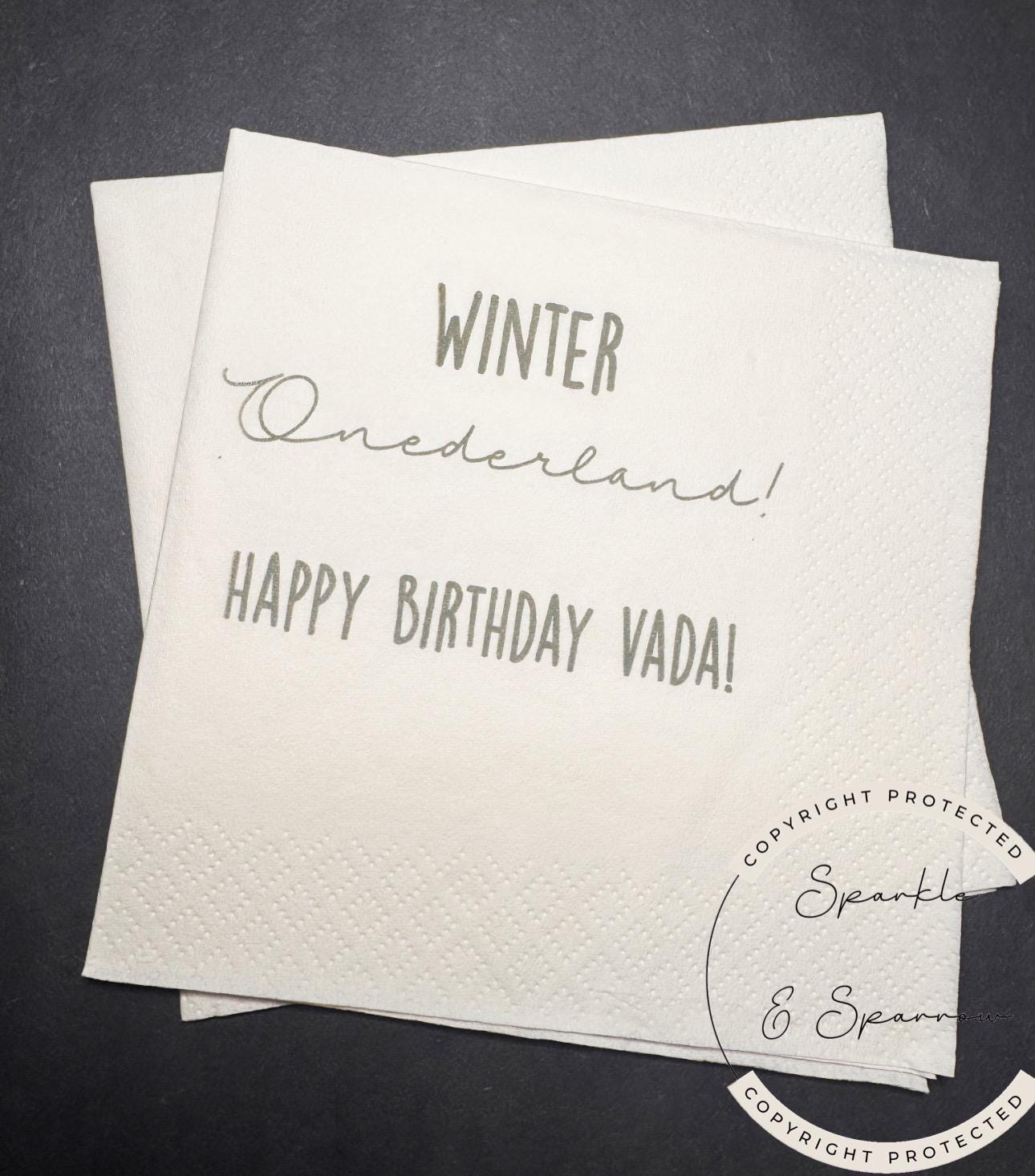 Winter Onederland First Birthday Winter Oh What Fun to be One Christmas 1st Birthday Personalized Cocktail or Luncheon Napkins, Set of 25