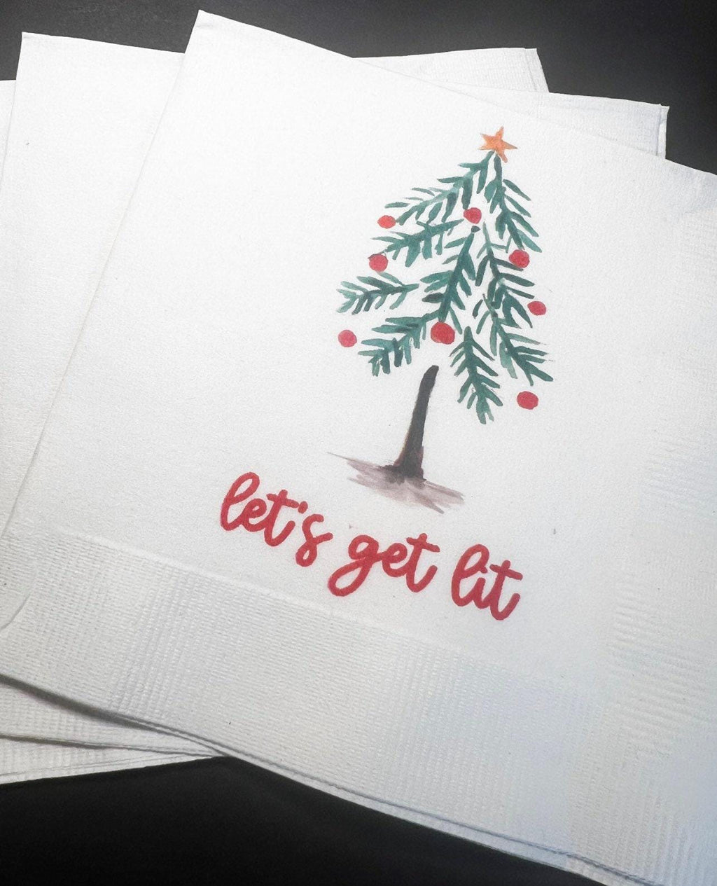 Let’s get Lit Friendsmas Christmas Party Very Merry Friendsmas Funny Christmas Cocktail, Luncheon or Dinner Napkins Set of 25