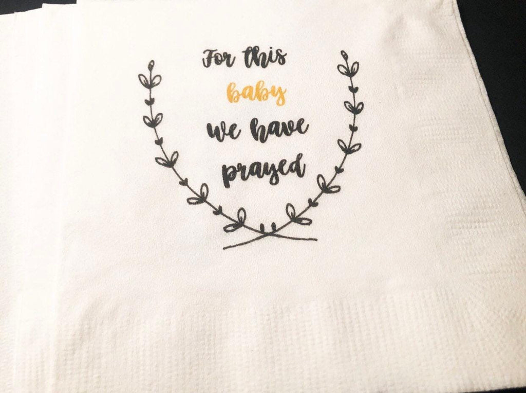 For This Baby We Have Prayed Baby Shower Rainbow Baby Gender Reveal Cocktail, Luncheon or Dinner Napkins Set of 25