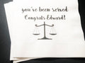 You've Been Served Law School Graduation Lawyer Graduation Party Funny Law Party Personalized Cocktail, Luncheon or Dinner Napkins Set of 25