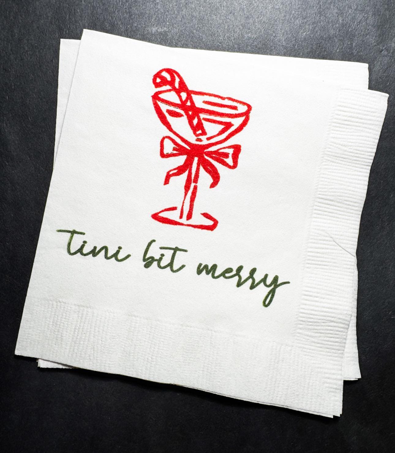 Tini Bit Merry Holiday Martini Christmas Party Jingle & Mingle Friendsmas Holiday Party Cocktail Luncheon or Dinner Napkins Set of 25