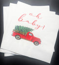 Red Truck Oh Baby Baby Shower Oh Baby Winter Christmas Tree December Baby Shower Cocktail, Luncheon or Dinner Napkins Set of 25