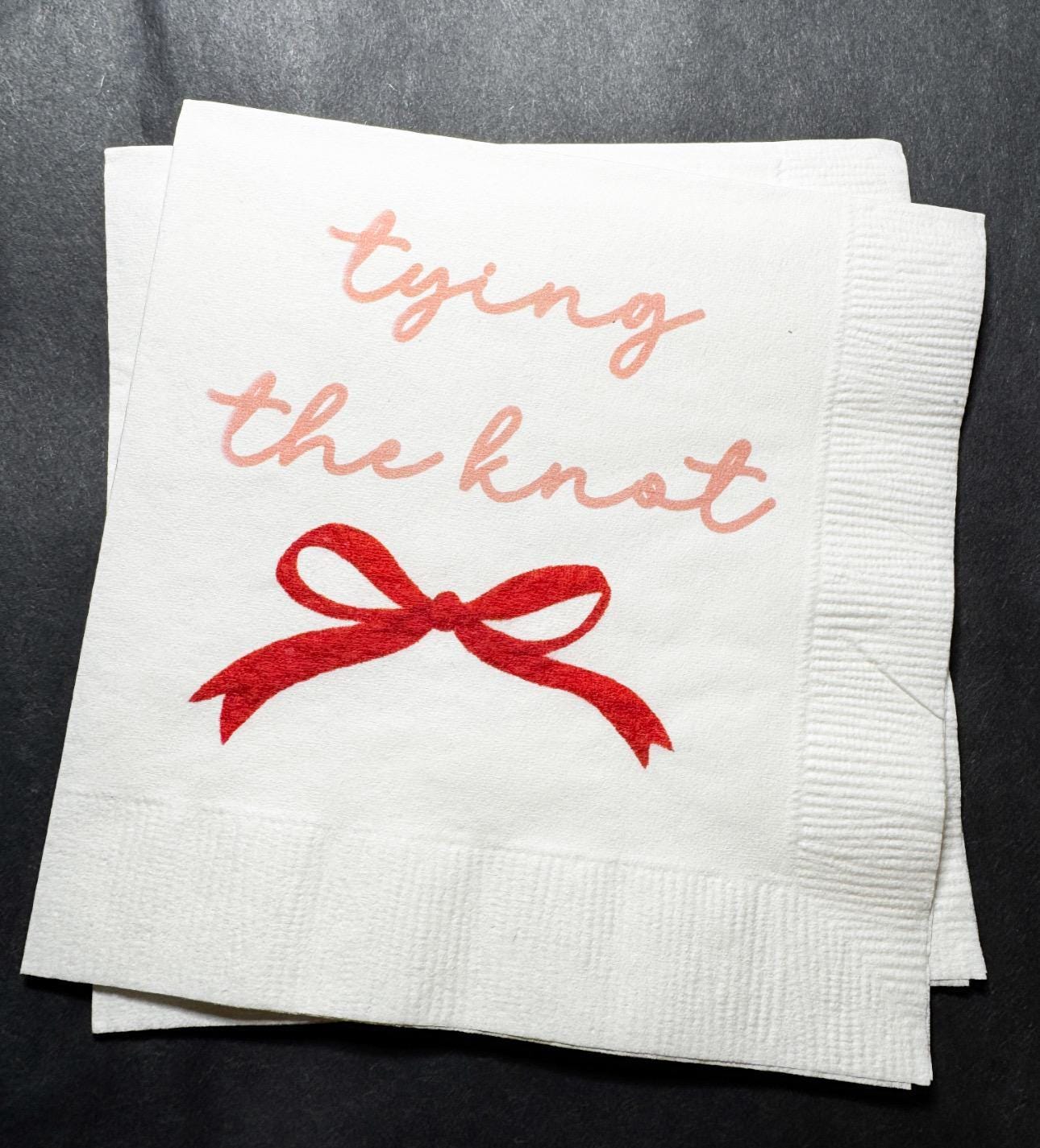 She's Tying the Knot Bridal Shower Red Bow Bridal Shower Holiday Bachelorette Pink Red Cocktail, Luncheon or Dinner Napkins Set of 25