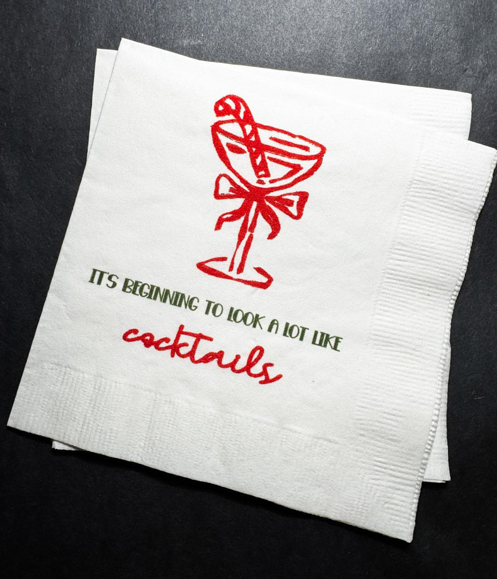 Tini Bit Merry Holiday Martini Christmas Party Jingle & Mingle Friendsmas Holiday Party Cocktail Luncheon or Dinner Napkins Set of 25