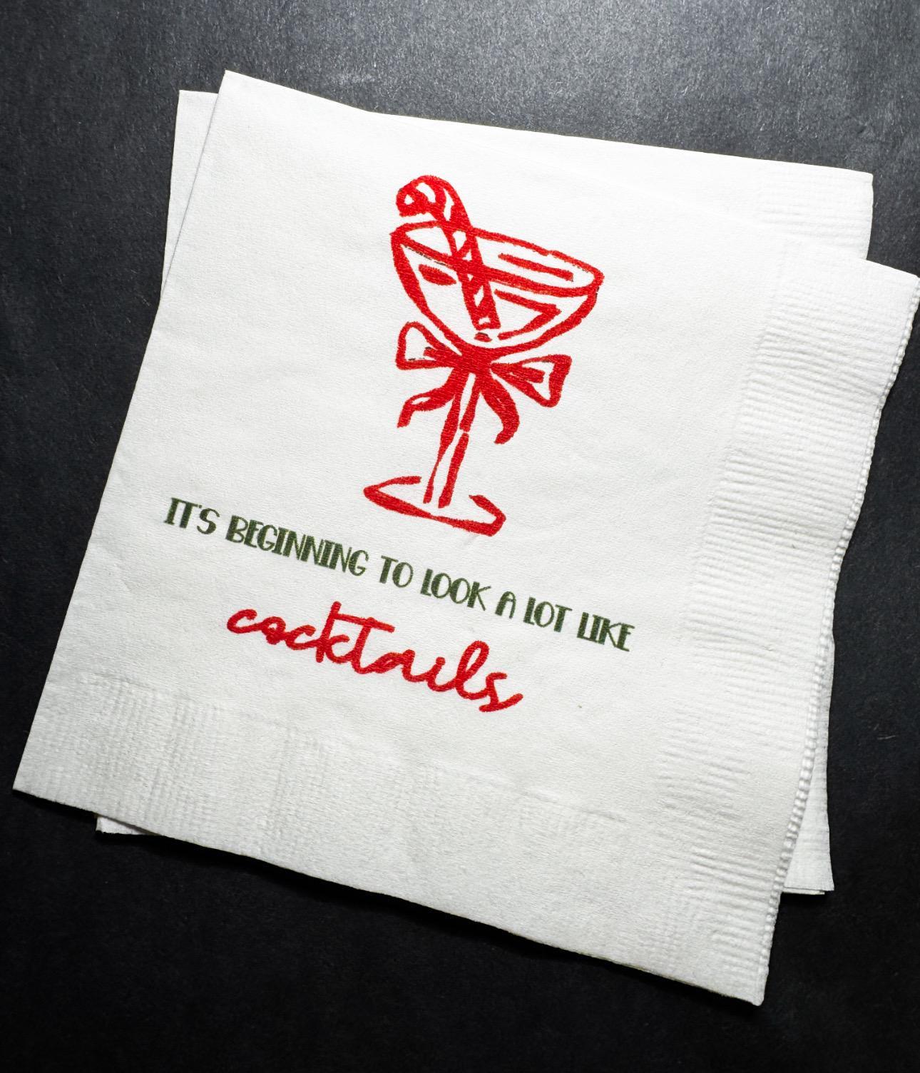 Tini Bit Merry Holiday Martini Christmas Party Jingle & Mingle Friendsmas Holiday Party Cocktail Luncheon or Dinner Napkins Set of 25