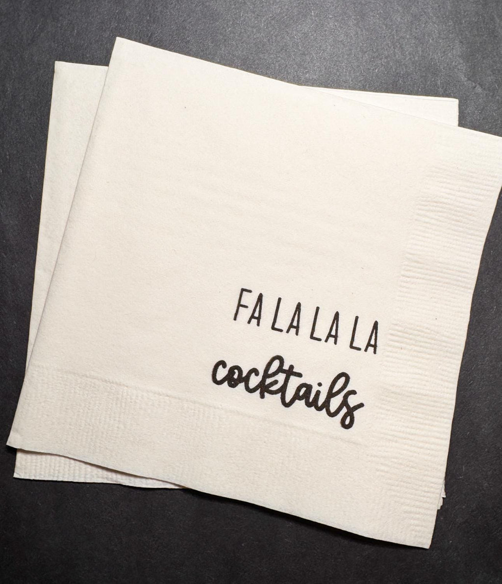 Fa la la la Cocktails Tini Bit Merry Holiday Martini Christmas Party Friendsmas Holiday Party Cocktail Luncheon or Dinner Napkins Set of 25
