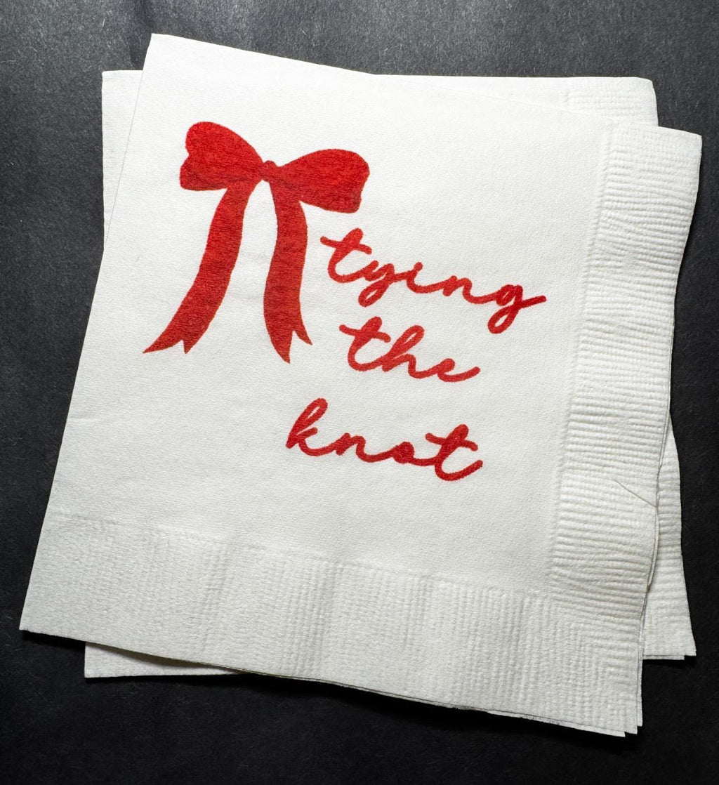 She's Tying the Knot Bridal Shower Red Bow Bridal Shower Holiday Bachelorette Cocktail, Luncheon or Dinner Napkins Set of 25